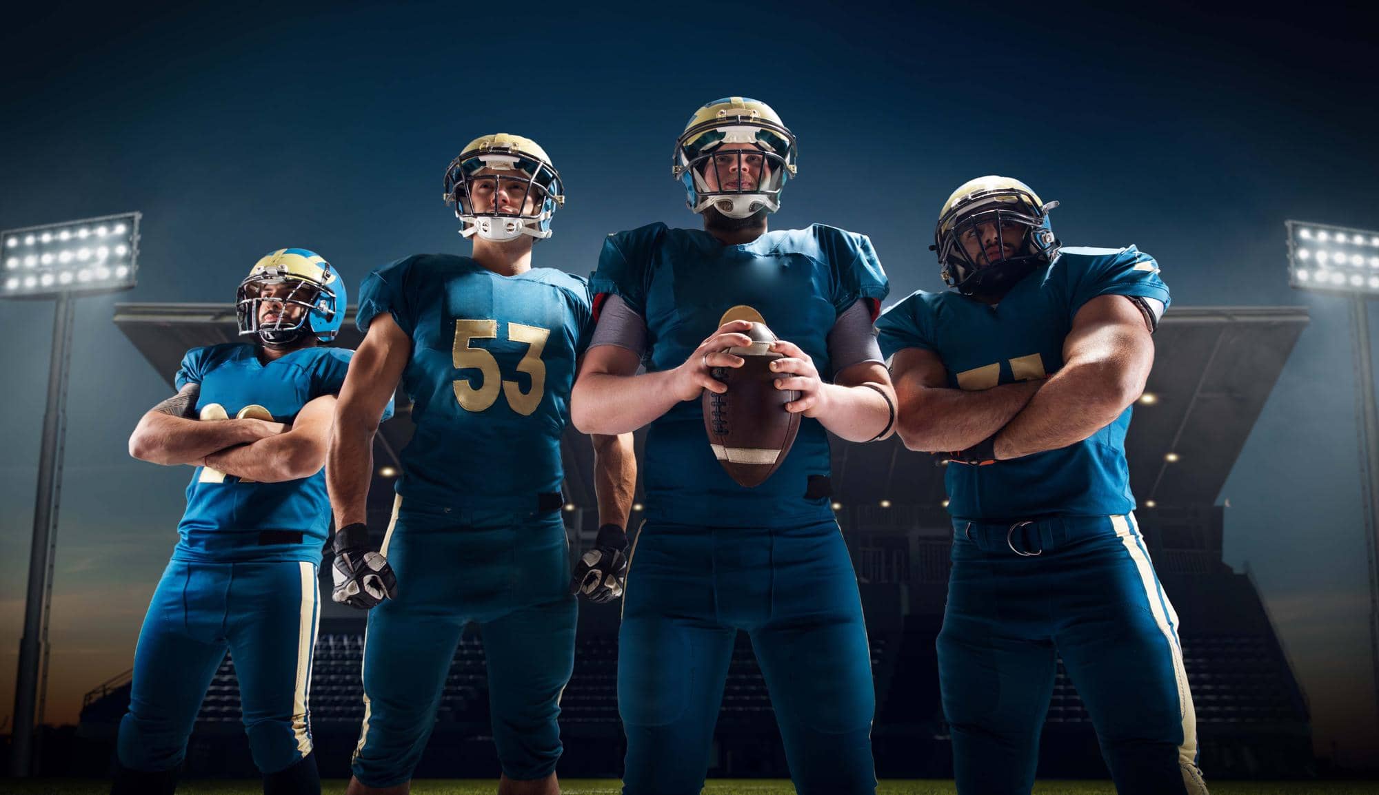NFL spread betting promo banner shot inside an American football stadium