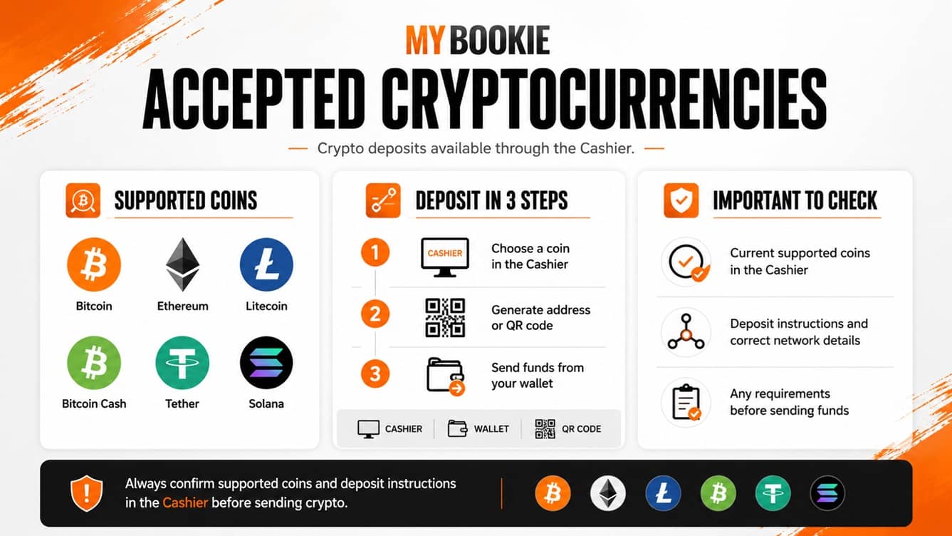 Verfügbare Kryptowährungen bei Mybookie.ag