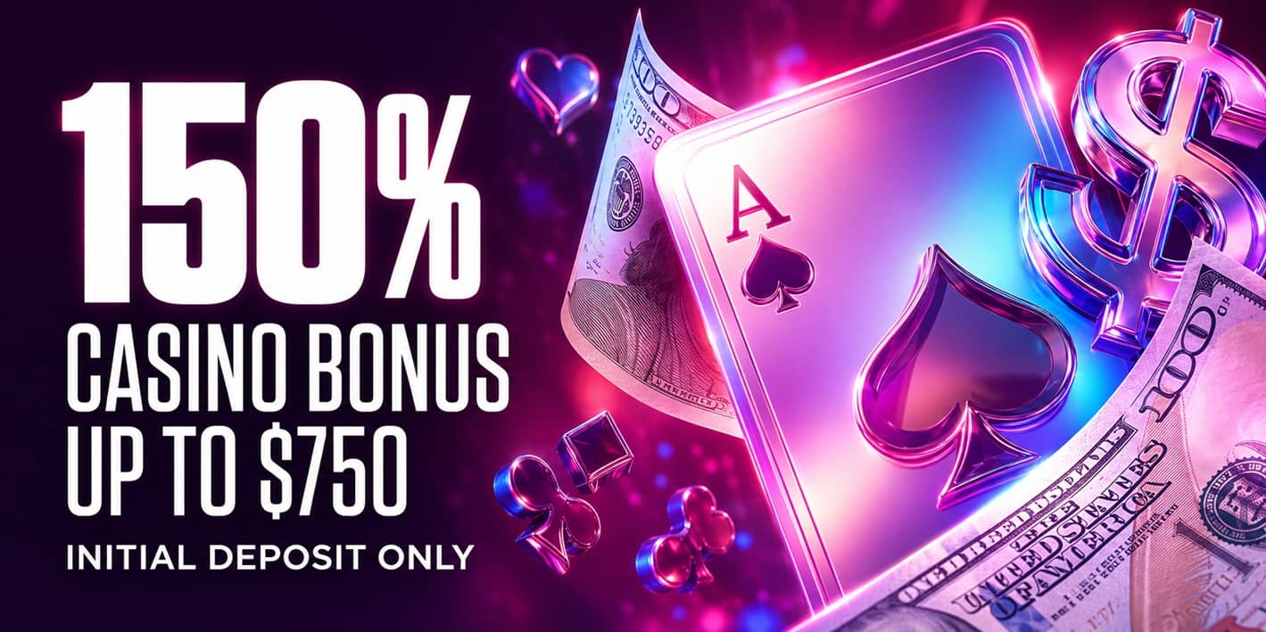 Casino welcome bonus banner advertising a match offer